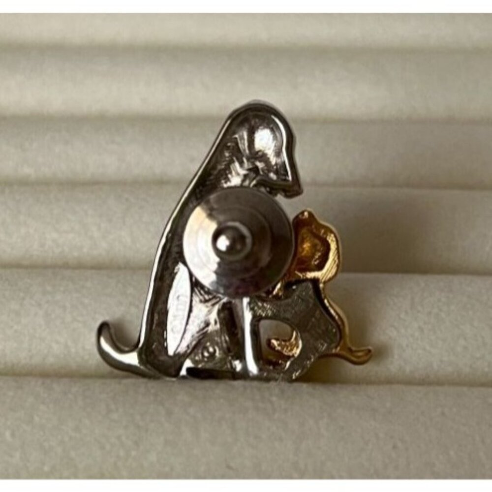 Vintage Avon Dog Brooch Two-Tone Pin Sitting Puppy Gold Accent - Picture 2 of 9